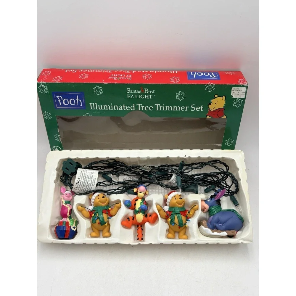 VTG EZ Lights, Santa's Best, Ten Light Pooh Illuminated Tree Trimmer Set (WORKS)